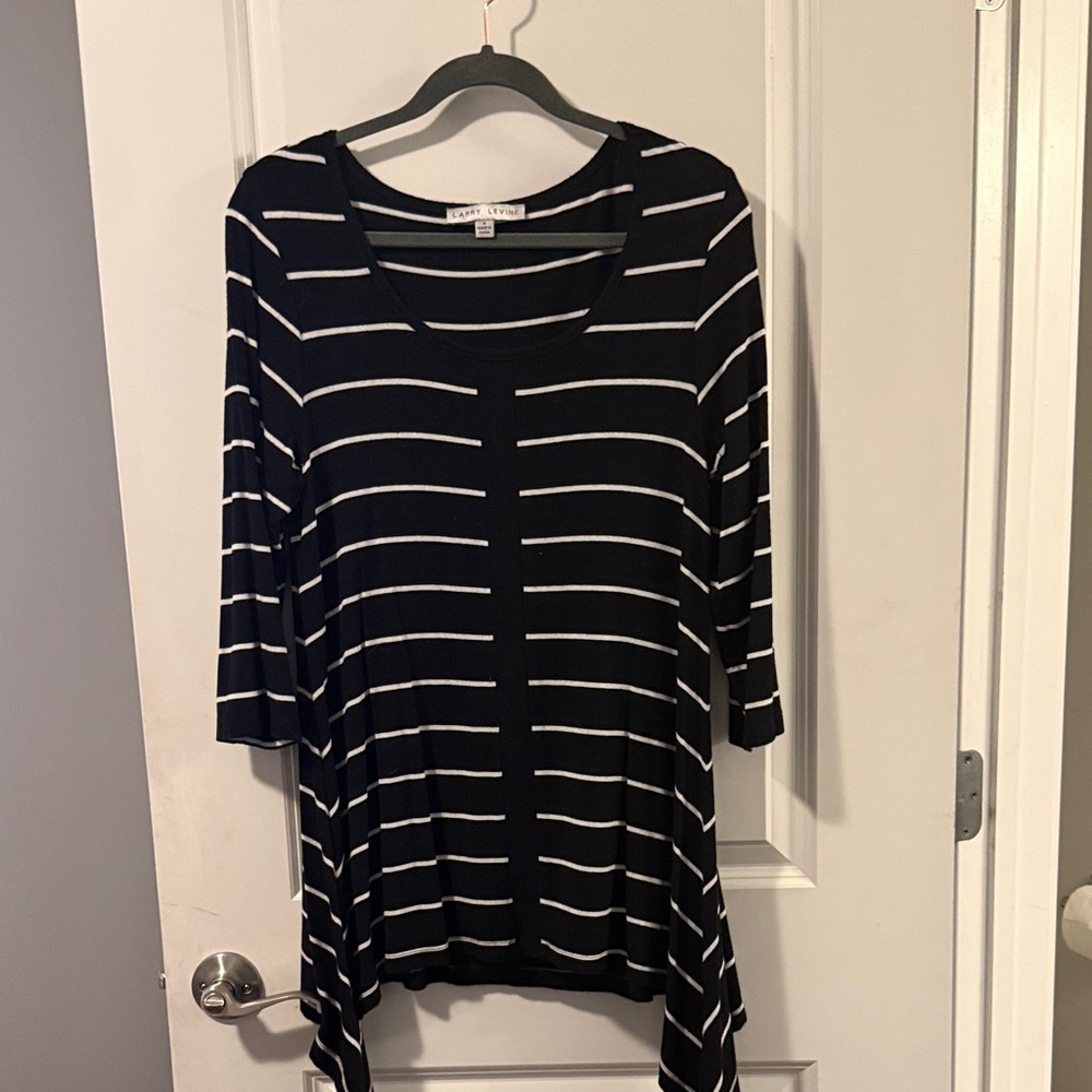 Larry Levine Navy and White Striped Tunic